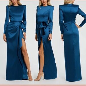 IEENA Mac Duggal [ 4 ] 26676 Long Sleeve Structured Bow Draped Gown J1155